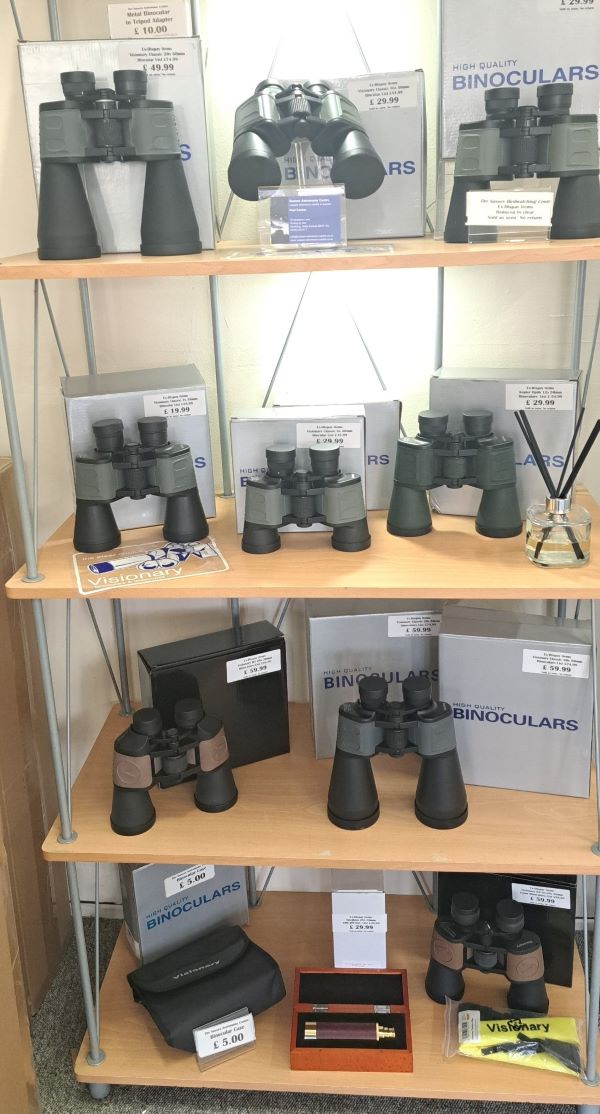 A selection of binoculars from our extensive range at Sussex Birdwatching