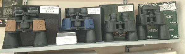 A selection of binoculars from our extensive range at Sussex Birdwatching